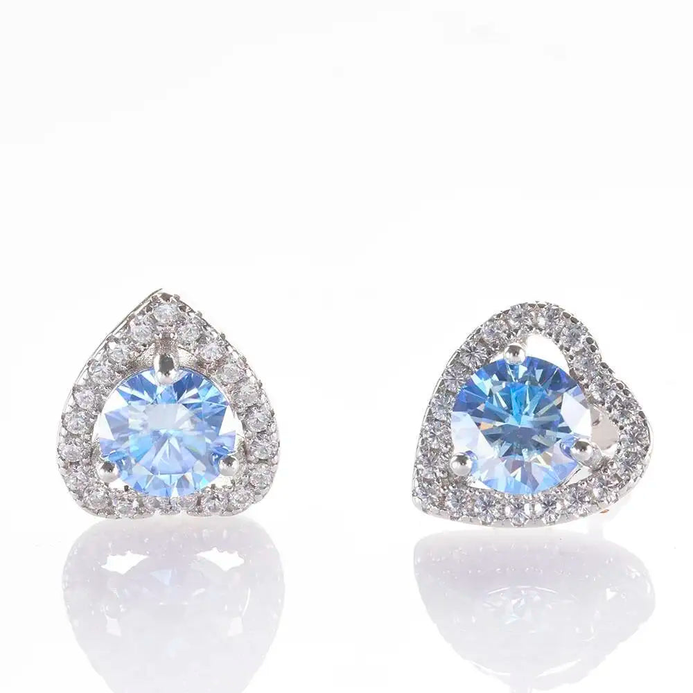 1 Ct 6.5mm Pink Moissanite Heart Stud Earrings 925 Sterling Silver