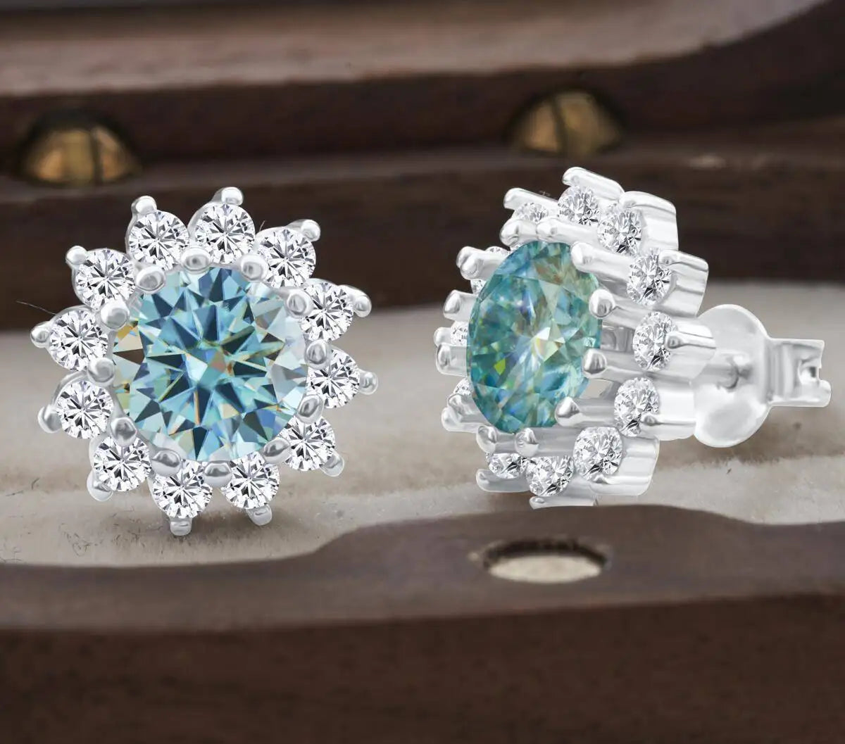 925 Sterling Silver Moissanite Stud Earrings With 1ct Moissanite Pendant