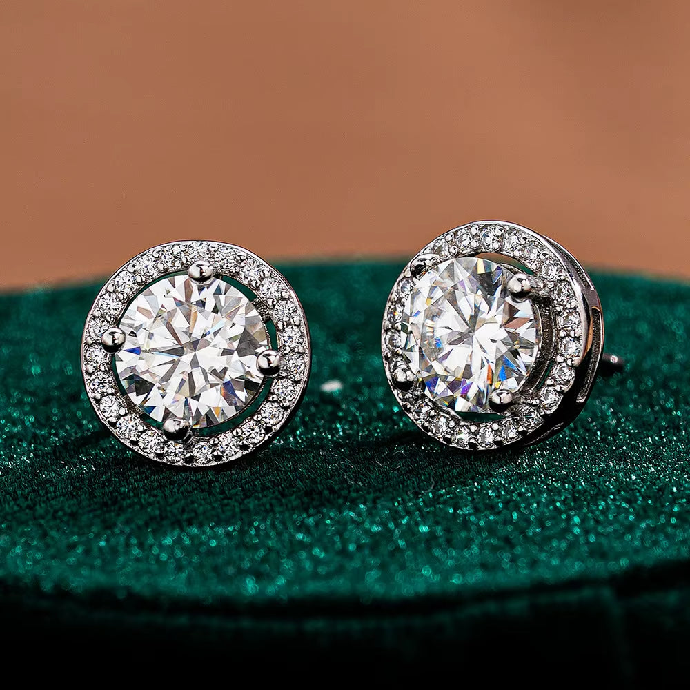 Jewel 0.5/1Ct Total Moissanite Stud Earrings 925 Sterling Silver Moissanite Earrings Wedding Party Jewelry