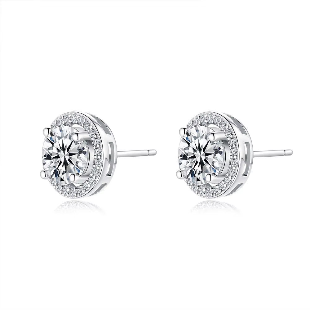 Jewel 0.5/1Ct Total Moissanite Stud Earrings 925 Sterling Silver Moissanite Earrings Wedding Party Jewelry