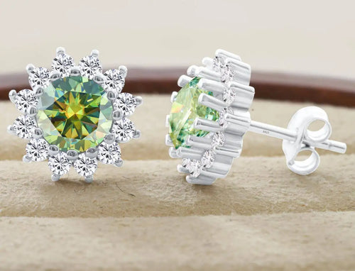 925 Sterling Silver Moissanite Stud Earrings With 1ct Moissanite Pendant