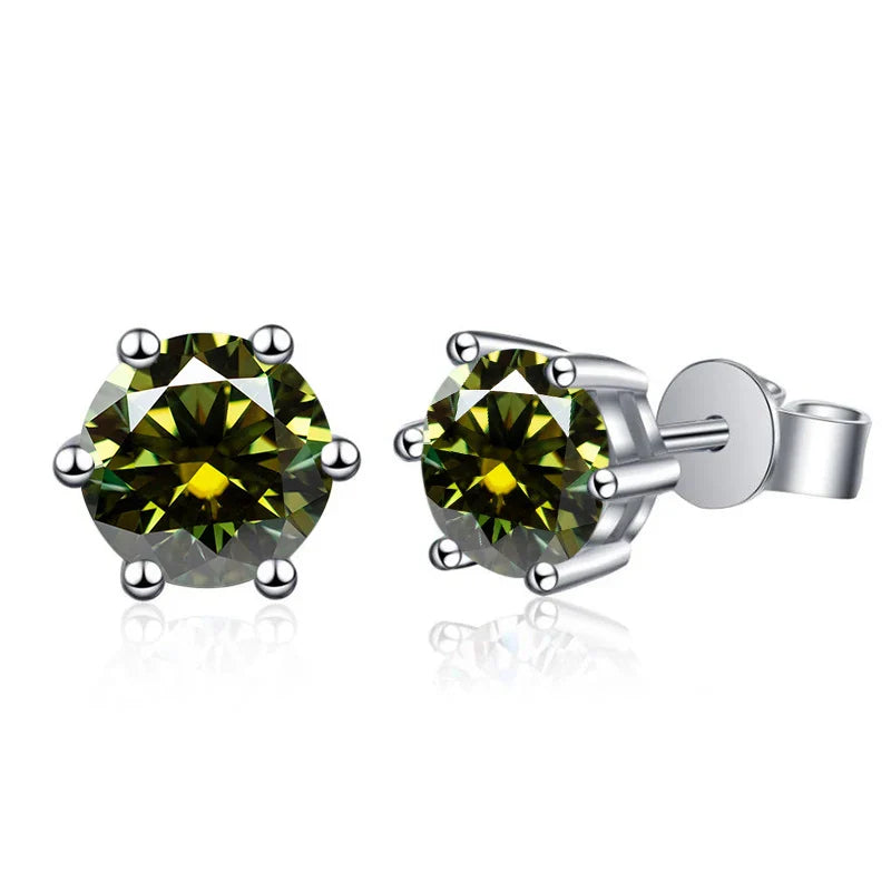 Moissanite Stud Earrings 1-6ct GRA Certified 21 Colors 925 Sterling Silver