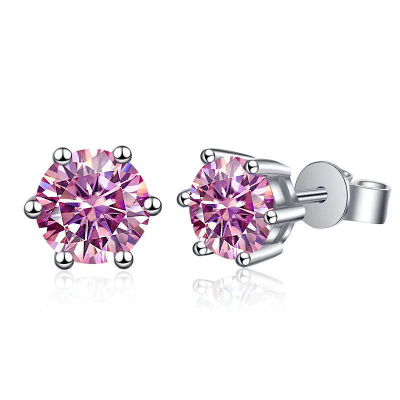 Moissanite Stud Earrings 1-6ct GRA Certified 21 Colors 925 Sterling Silver
