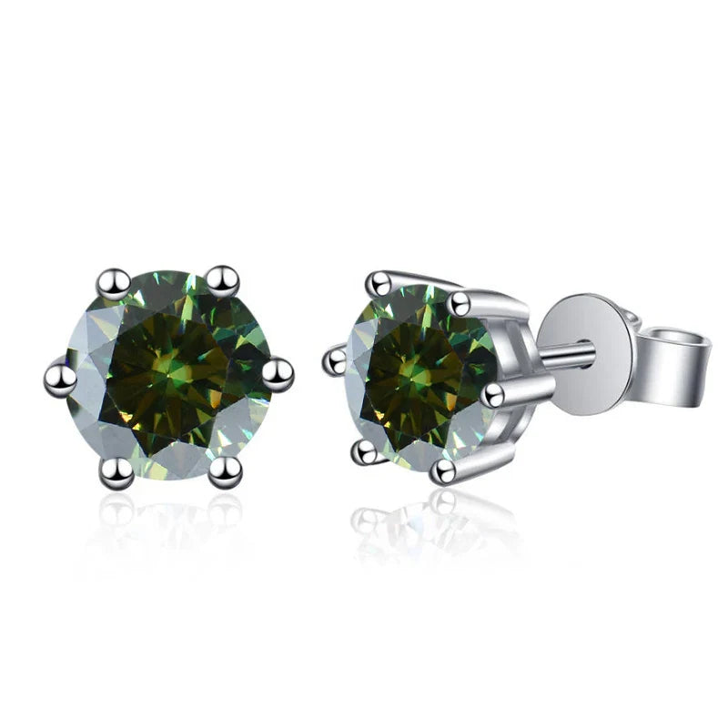Moissanite Stud Earrings 1-6ct GRA Certified 21 Colors 925 Sterling Silver
