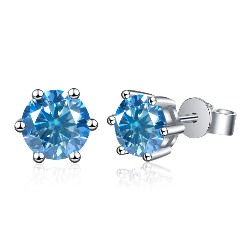 Moissanite Stud Earrings 1-6ct GRA Certified 21 Colors 925 Sterling Silver
