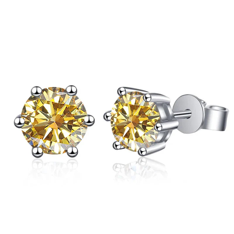 Moissanite Stud Earrings 1-6ct GRA Certified 21 Colors 925 Sterling Silver