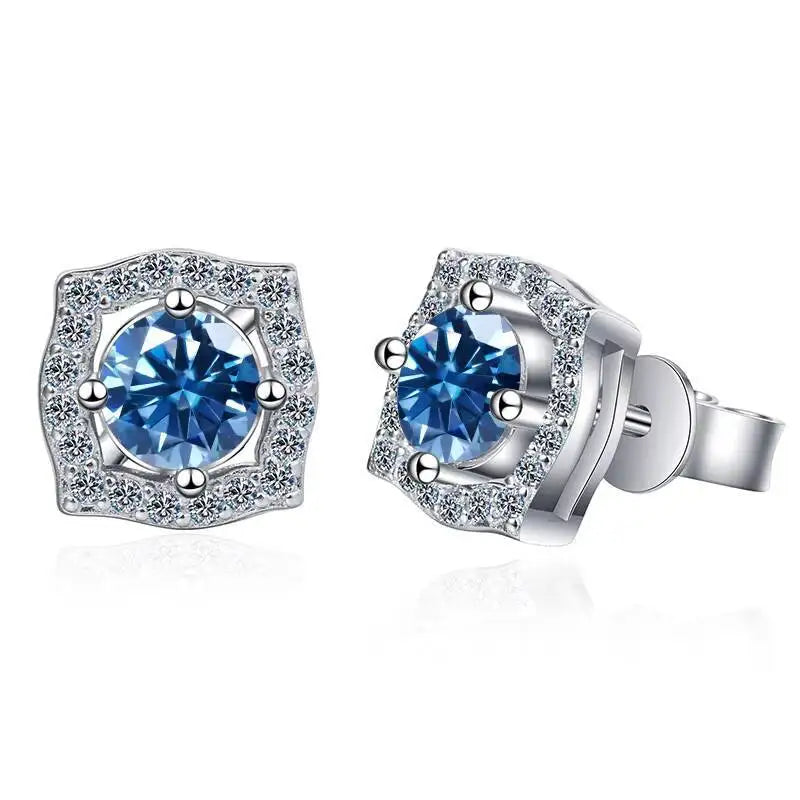 Sterling Silver Moissanite 1ct Stud Earrings Sterling 925