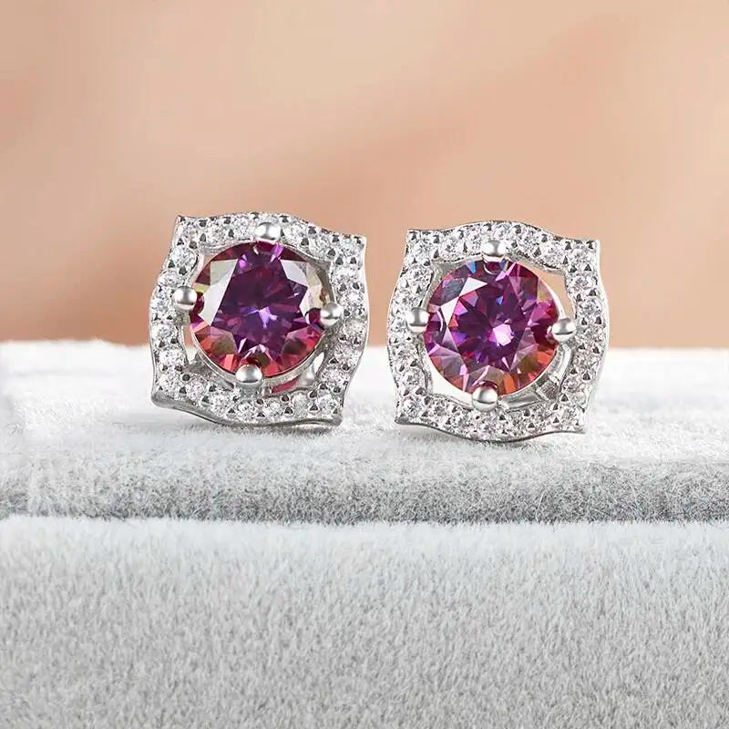 Sterling Silver Moissanite 1ct Stud Earrings Sterling 925