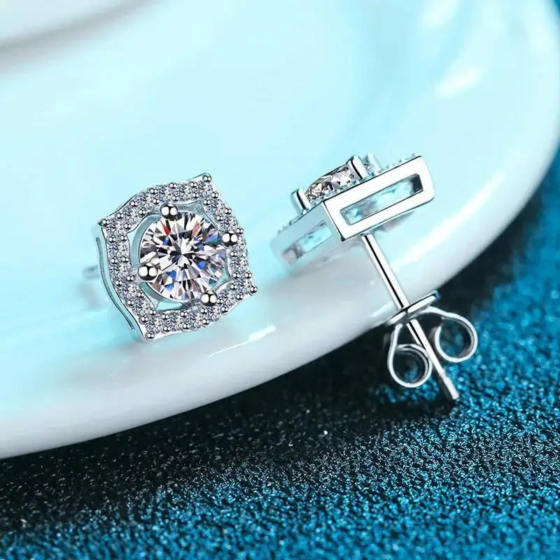 Sterling Silver Moissanite 1ct Stud Earrings Sterling 925
