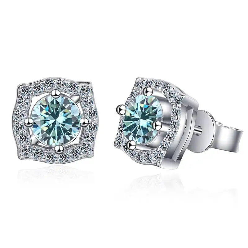Sterling Silver Moissanite 1ct Stud Earrings Sterling 925
