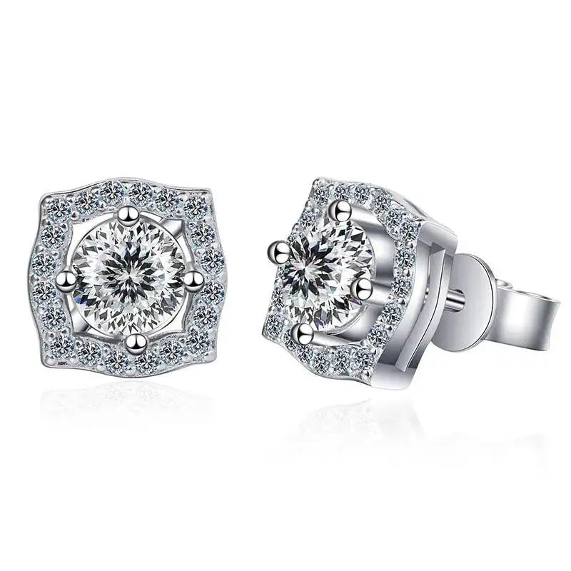 Sterling Silver Moissanite 1ct Stud Earrings Sterling 925