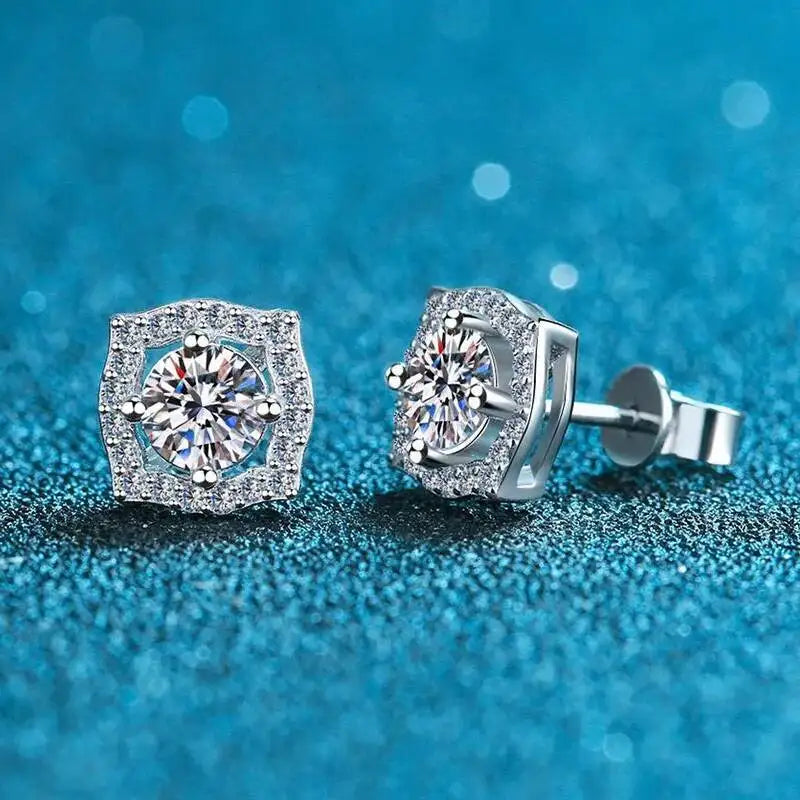 Sterling Silver Moissanite 1ct Stud Earrings Sterling 925