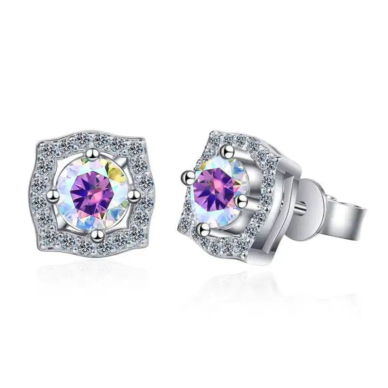 Sterling Silver Moissanite 1ct Stud Earrings Sterling 925