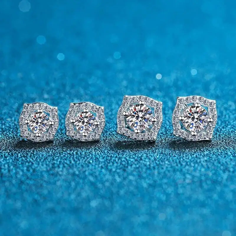 Sterling Silver Moissanite 1ct Stud Earrings Sterling 925