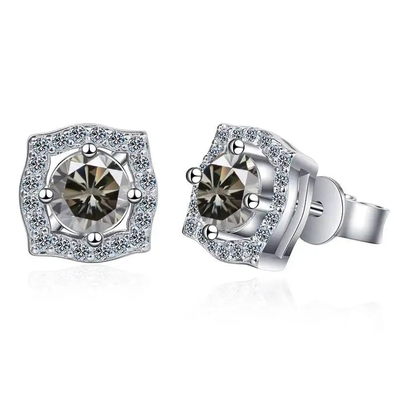 Sterling Silver Moissanite 1ct Stud Earrings Sterling 925