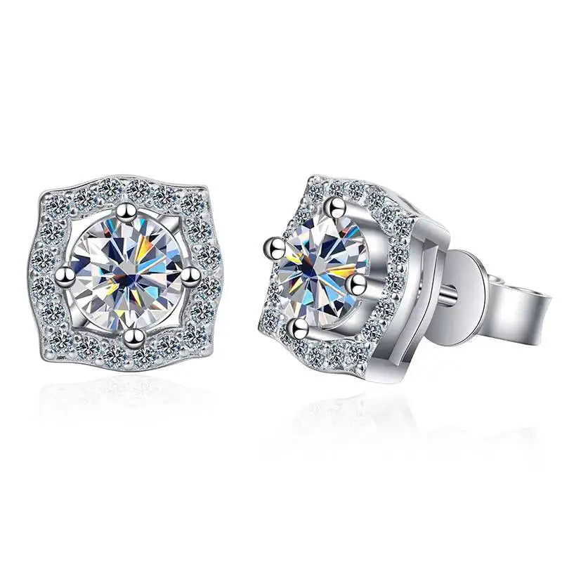 Sterling Silver Moissanite 1ct Stud Earrings Sterling 925