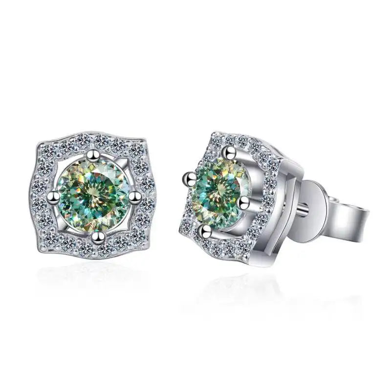 Sterling Silver Moissanite 1ct Stud Earrings Sterling 925