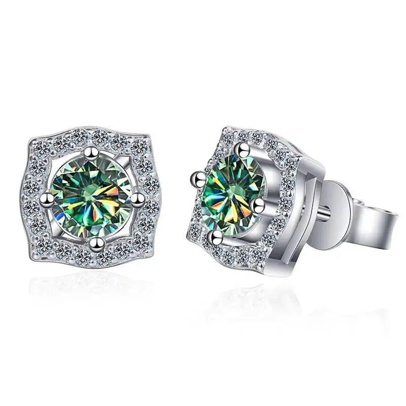 Sterling Silver Moissanite 1ct Stud Earrings Sterling 925