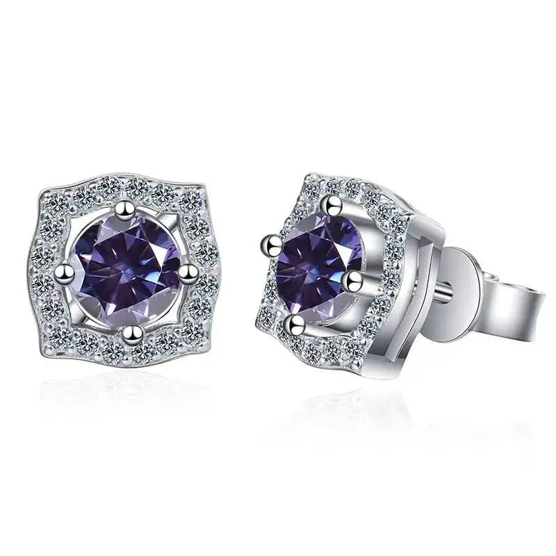 Sterling Silver Moissanite 1ct Stud Earrings Sterling 925