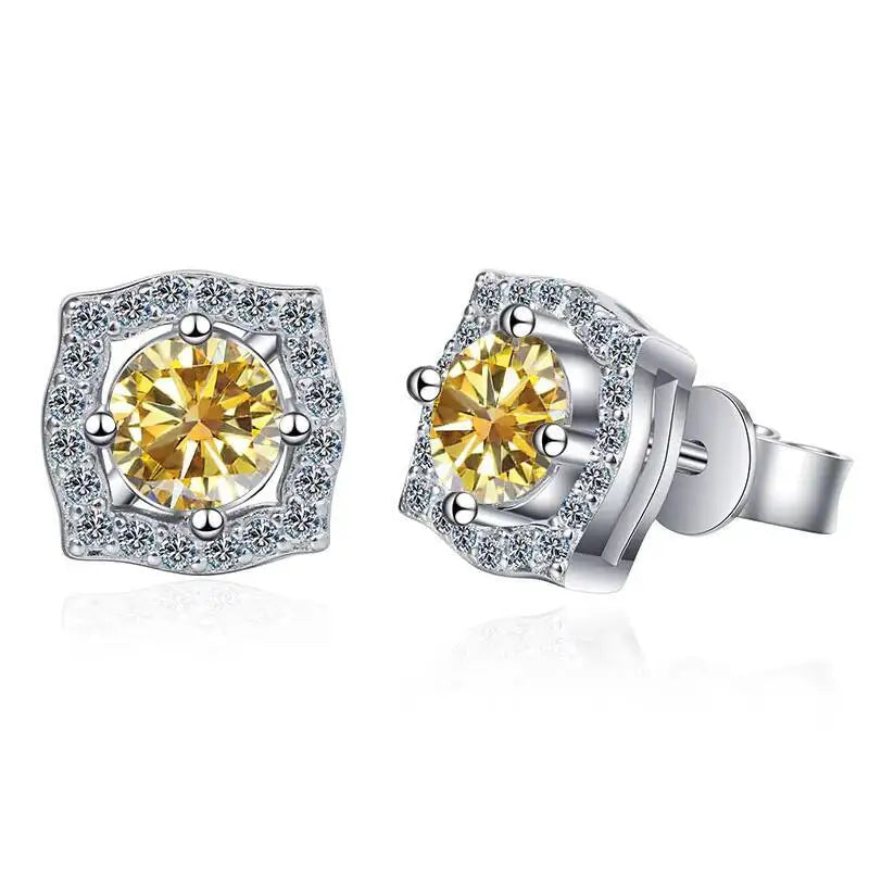 Sterling Silver Moissanite 1ct Stud Earrings Sterling 925