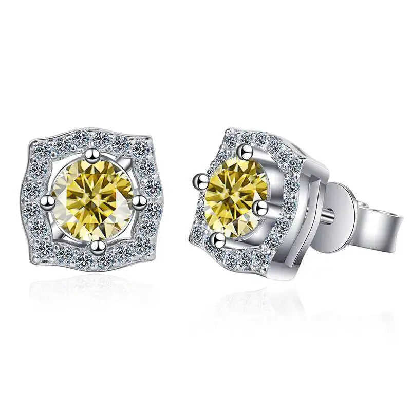 Sterling Silver Moissanite 1ct Stud Earrings Sterling 925